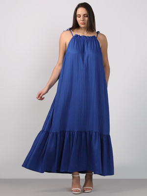 Vero Moda Curve Women Fit and Flare Blue Maxi/Full Length Dress