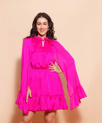 Globus Women Fit and Flare Pink Above Knee/Mid Thigh Length Dress