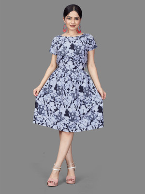 HouseOfCommon Women Fit and Flare Green Below Knee Dress