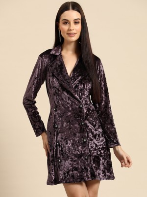 WoowZerZ Women A-line Purple Dress