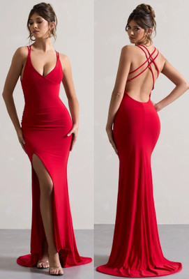Traquila Women Bodycon Red Maxi/Full Length Dress