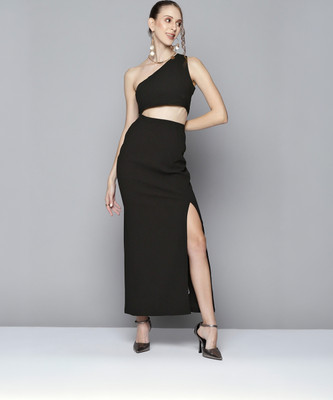 SASSAFRAS Women Maxi Black Full Length Dress