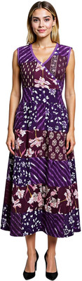 manu fashions Women A-line Multicolor Midi/Calf Length Dress