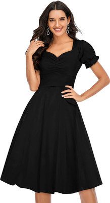 TESSAVEGAS Women A-line Black Mini/Short Dress