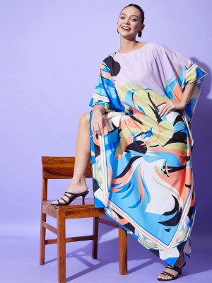 STYLESTONE Printed Pure Satin Women Kaftan