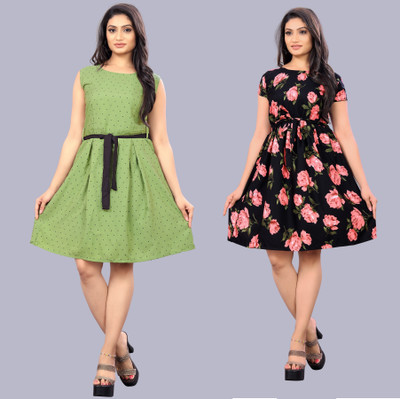 SARVOPAREE FASHION Women A-line Multicolor Knee Length Dress