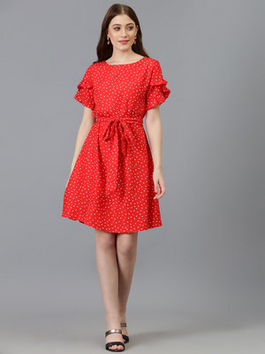 OOTD by Kotty Women A-line Red Above Knee/Mid Thigh Length Dress