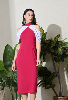SAKSHI TRADER Women Bodycon Pink Midi/Calf Length Dress