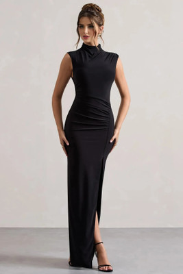 Traquila Women Bodycon Black Maxi/Full Length Dress