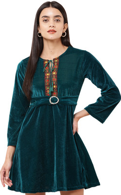 HEAVENS CREATIONS Women Fit and Flare Light Blue Mini/Short Dress