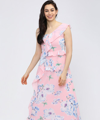 Tokyo Talkies Women A-line Pink Maxi/Full Length Dress