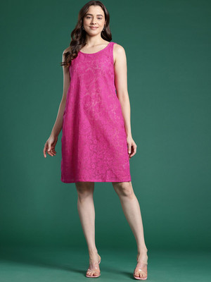 Dressberry Women Sheath Pink Above Knee/Mid Thigh Length Dress