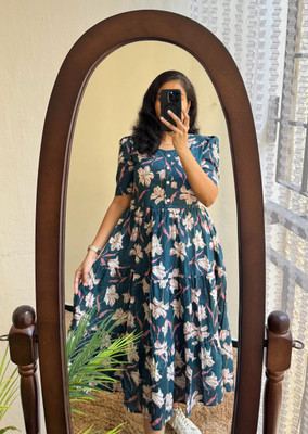 ANonline Women Fit and Flare Blue Midi/Calf Length Dress