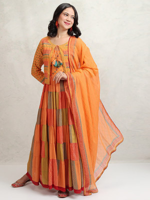 Vishudh Women Maxi Yellow Full Length Dress