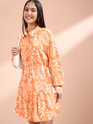 Tokyo Talkies Women A-line Orange Mini/Short Dress