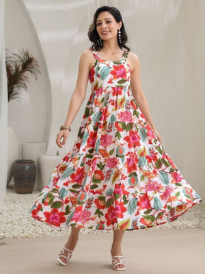SUSIBI Women A-line Multicolor Maxi/Full Length Dress