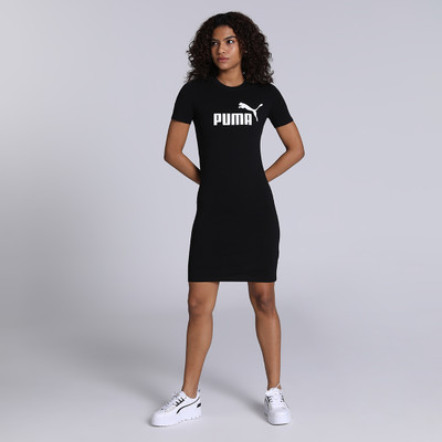 PUMA Women T Shirt Black Above Knee/Mid Thigh Length Dress