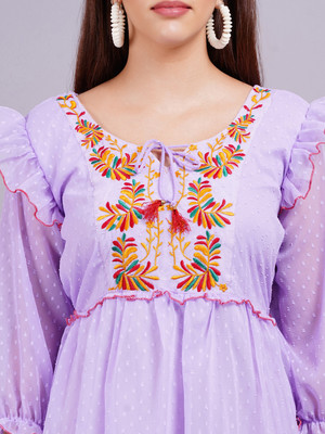 JC4U Women Fit and Flare Purple Midi/Calf Length Dress