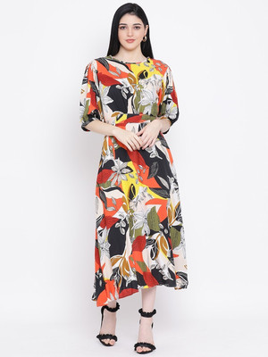 OXOLLOXO Women A-line Multicolor Maxi/Full Length Dress