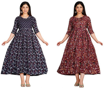 Moda Rapido Women Fit and Flare Multicolor Midi/Calf Length Dress