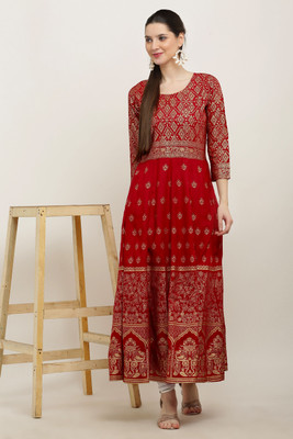 O Madam Women Maxi Red Full Length Dress