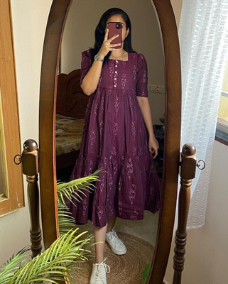 JN LOFTY Women Fit and Flare Purple Midi/Calf Length Dress