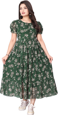 Bhadani Women Maxi Green Full Length Dress