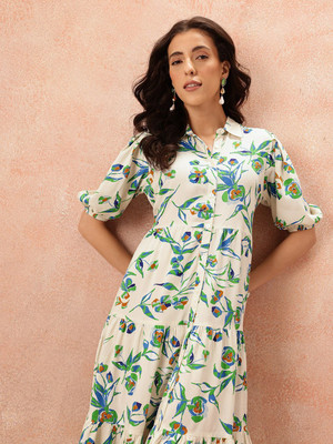 all about you Women Shirt White Midi/Calf Length Dress