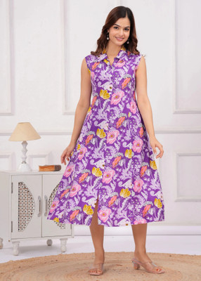 RD Fab Women Fit and Flare Purple Maxi/Full Length Dress
