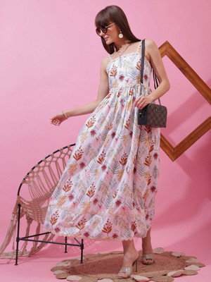 Honky Tonky Women Fit and Flare White Midi/Calf Length Dress