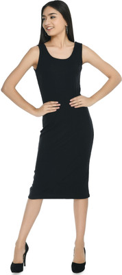 NAV BY NAYA Women Bodycon Black Knee Length Dress