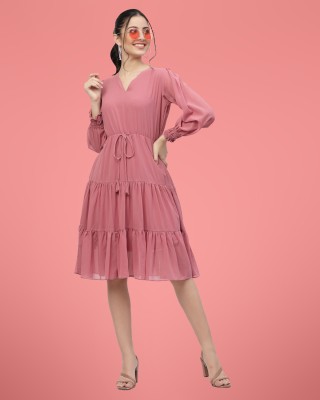 MISS AYSE Women A-line Pink Dress