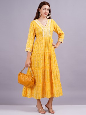 Highlight fashion export Women Gown Yellow Dress