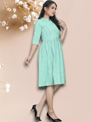 Icon Fashiongf Women Self Design A-line Kurta(Blue)