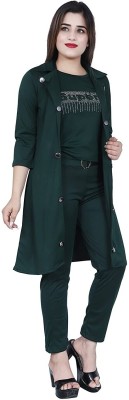 MYKUKI Women Fit and Flare Dark Green Dress