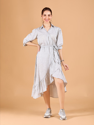 Dressberry Women Ethnic Dress White Midi/Calf Length Dress