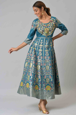 Aurelia Women Gown Blue Ankle Length Dress