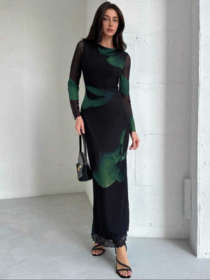 SPIVOZ Women Bodycon Green Maxi/Full Length Dress