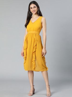 OXOLLOXO Women A-line Yellow Dress