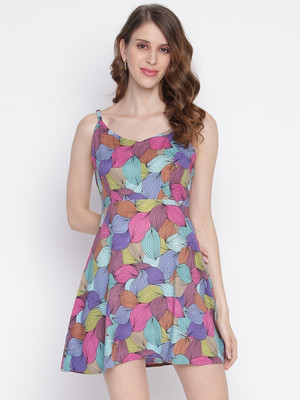 VYMO Women A-line Multicolor Above Knee/Mid Thigh Length Dress