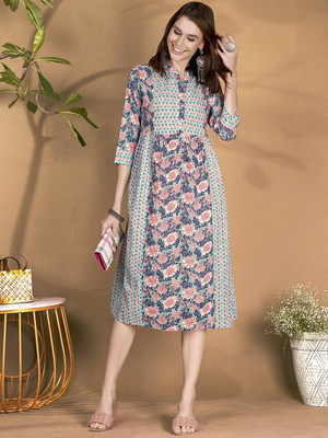 ANOUK Women Ethnic Dress Blue Midi/Calf Length Dress