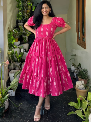 SumanHub Creation Women Printed Anarkali Kurta(Pink)