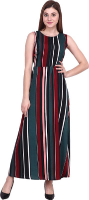 Pratyusha Women A-line Dark Green Midi/Calf Length Dress