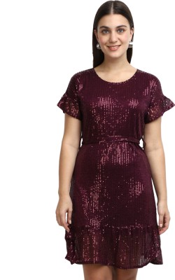 V-MART Women A-line Maroon Dress