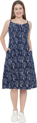 indietoga Women A-line Blue Midi/Calf Length Dress