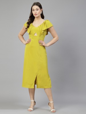 AAYU Women A-line Yellow Dress