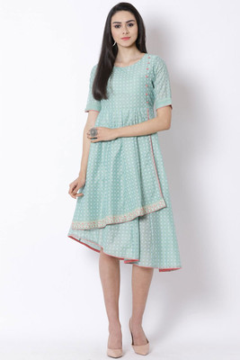 RANGRITI Women A-line Green Midi/Calf Length Dress