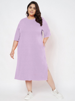 BRINNS Women A-line Purple Below Knee Dress