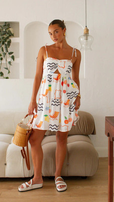 Leriya Fashion Women A-line White Knee Length Dress