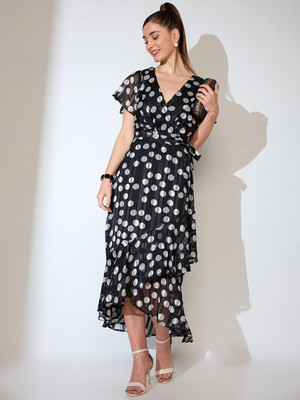 Globus Women A-line Black Midi/Calf Length Dress